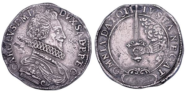 DUCATO DI SAVOIA. CARLO EMANUELE I Il Grande, 1580-1630. Scudo s.d. II Tipo, Spadino.