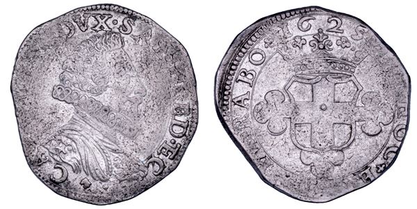 DUCATO DI SAVOIA. CARLO EMANUELE I Il Grande, 1580-1630. Da 2 fiorini 1625. III tipo.