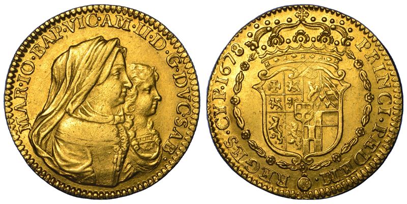 Cambi, Ducato di Savoia: Vittorio Amedeo II, doppia 1678 (Torino), oro