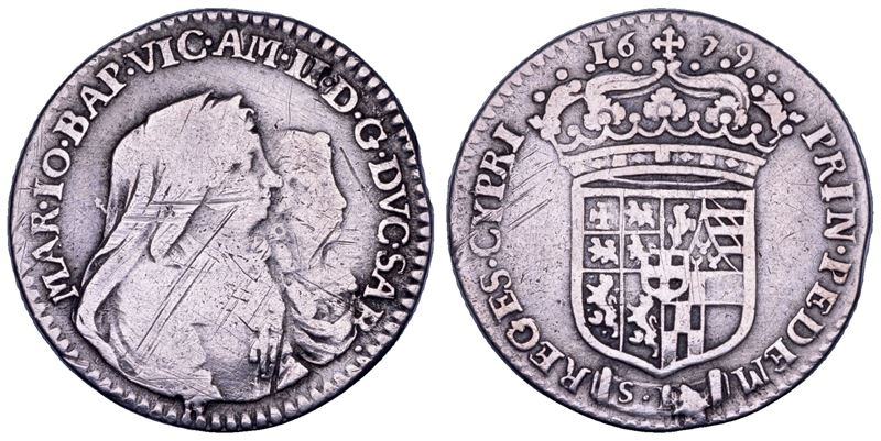 Ducato di Savoia, Vittorio Amedeo II, Mezza lira 1679 (reggenza della madre Maria Giovanna Battis...
