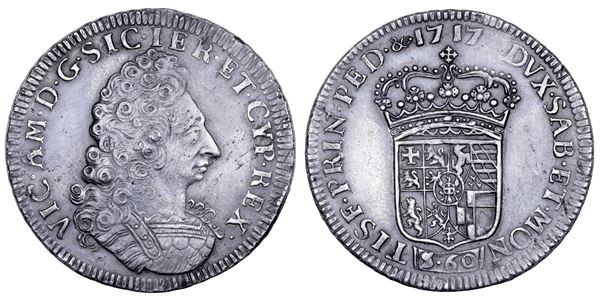 DUCATO DI SAVOIA. VITTORIO AMEDEO II, 1675-1730 (Re di Sicilia, 1713-1718). 3 Lire 1717.