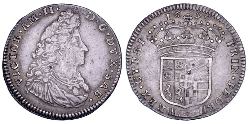 DUCATO DI SAVOIA. VITTORIO AMEDEO II, 1675-1730 (Secondo Periodo: Duca di Savoia, 1680-1713). Lira 1690. II tipo.  - Asta Numismatica - Cambi Casa d'Aste