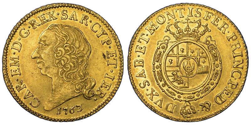CARLO EMANUELE III DI SAVOIA, Doppia Nuova di Sardegna (Torino), 1763