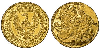 Carlo Emanuele III di Savoia, Zecchino Regno di Sardegna 1744