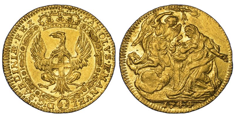 Carlo Emanuele III di Savoia, Zecchino 1744 (Regno di Sardegna)