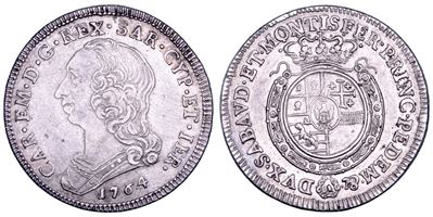 Carlo Emanuele III di Savoia, Quarto di Scudo Nuovo del Regno di Sardegna (1764)