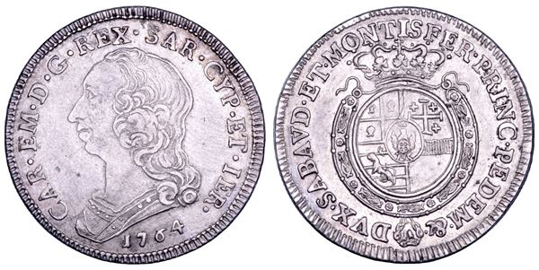 REGNO DI SARDEGNA. CARLO EMANUELE III DI SAVOIA, 1755-1773 (II PERIODO). Quarto di Scudo Nuovo 1764.