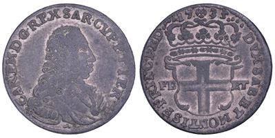 Carlo Emanuele III di Savoia, 5 Soldi 1735 (Regno di Sardegna)