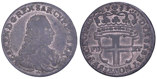 REGNO DI SARDEGNA. CARLO EMANUELE III DI SAVOIA, 1730-1773. 5 Soldi 1735.
