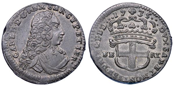 REGNO DI SARDEGNA. CARLO EMANUELE III DI SAVOIA, 1730-1773. 2,6 Soldi 1735.
