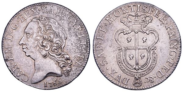 REGNO DI SARDEGNA. CARLO EMANUELE III DI SAVOIA, 1755-1773 (II PERIODO). Mezzo Scudo Sardo 1768.