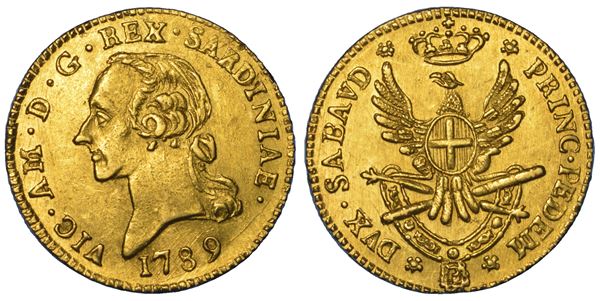 REGNO DI SARDEGNA. VITTORIO AMEDEO III DI SAVOIA, 1773-1796. Mezza Doppia Nuova 1789. Torino.
