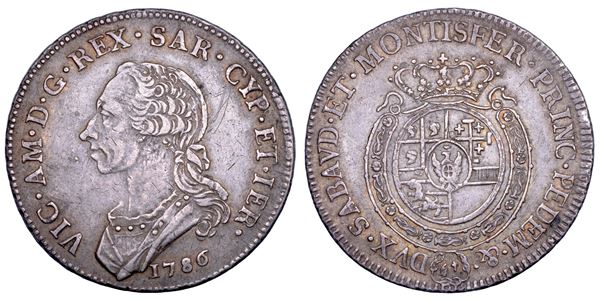 REGNO DI SARDEGNA. VITTORIO AMEDEO III DI SAVOIA, 1773-1796. Mezzo Scudo da 3 Lire 1786.