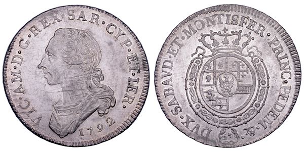 REGNO DI SARDEGNA. VITTORIO AMEDEO III DI SAVOIA, 1773-1796. Mezzo Scudo da 3 Lire 1792.