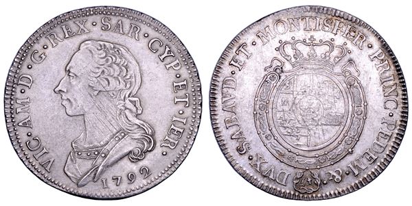 REGNO DI SARDEGNA. VITTORIO AMEDEO III DI SAVOIA, 1773-1796. Mezzo Scudo da 3 Lire 1792.