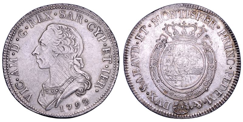 Vittorio Amedeo III di Savoia, Mezzo scudo da 3 lire, 1792
