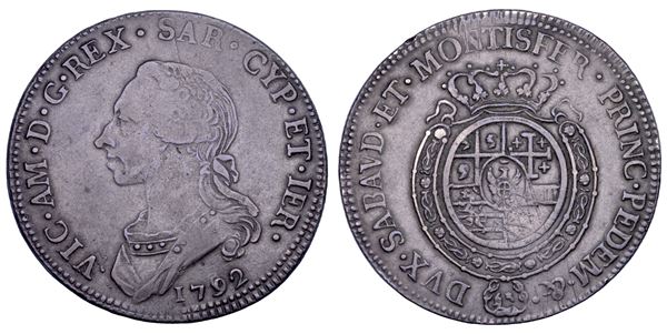 REGNO DI SARDEGNA. VITTORIO AMEDEO III DI SAVOIA, 1773-1796. Mezzo Scudo da 3 Lire 1792.