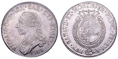 Vittorio Amedeo III di Savoia, Mezzo scudo da 3 lire, Regno di Sardegna (1793)