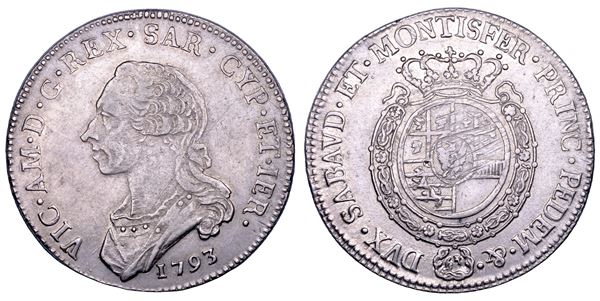 REGNO DI SARDEGNA. VITTORIO AMEDEO III DI SAVOIA, 1773-1796. Mezzo Scudo da 3 Lire 1793.