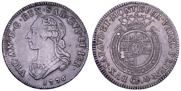 REGNO DI SARDEGNA. VITTORIO AMEDEO III DI SAVOIA, 1773-1796. Quarto di Scudo 1776.