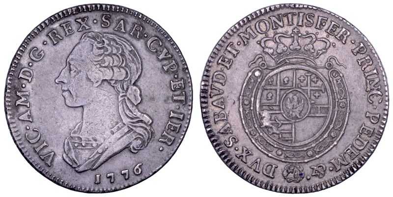 REGNO DI SARDEGNA. VITTORIO AMEDEO III DI SAVOIA, 1773-1796. Quarto di Scudo 1776.  - Auction Numismatics - Cambi Casa d'Aste