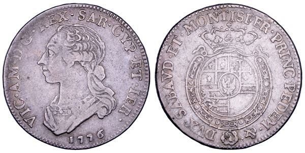 REGNO DI SARDEGNA. VITTORIO AMEDEO III DI SAVOIA, 1773-1796. Quarto di Scudo 1776.
