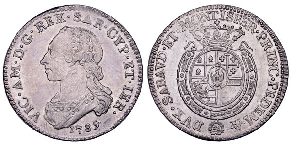 REGNO DI SARDEGNA. VITTORIO AMEDEO III DI SAVOIA, 1773-1796. Quarto di Scudo 1789.
