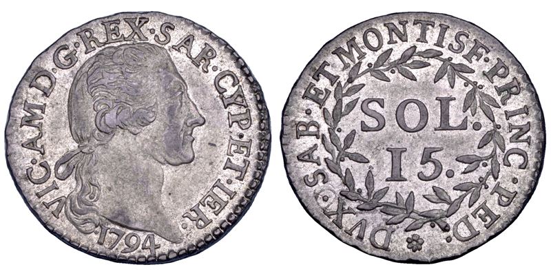Carlo Crippa, Regno di Sardegna: Vittorio Amedeo III di Savoia, 15 soldi 1794