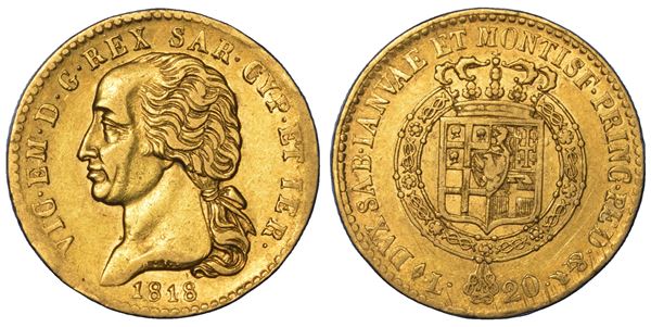 REGNO DI SARDEGNA. VITTORIO EMANUELE I DI SAVOIA, 1802-1821. 20 Lire 1818.