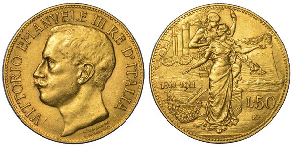 REGNO D'ITALIA. VITTORIO EMANUELE III DI SAVOIA, 1900-1946. 50 Lire 1911.