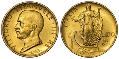 Vittorio Emanuele III di Savoia, 100 Lire Regno d’Italia 1931/A (IX), 1900-1946