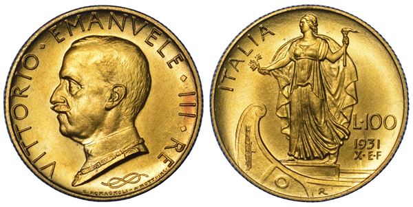 REGNO D'ITALIA. VITTORIO EMANUELE III DI SAVOIA, 1900-1946. 100 Lire 1931/A. X.