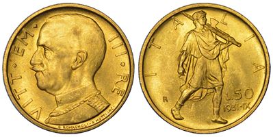 Vittorio Emanuele III di Savoia, 50 lire, 1931 (IX), Regno d’Italia
