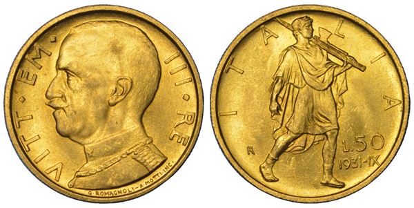 REGNO D'ITALIA. VITTORIO EMANUELE III DI SAVOIA, 1900-1946. 50 lire 1931/A. IX.