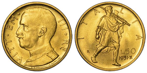 REGNO D'ITALIA. VITTORIO EMANUELE III DI SAVOIA, 1900-1946. 50 lire 1931/A. X.