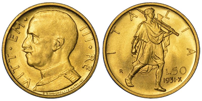 Vittorio Emanuele III di Savoia, 50 lire 1931/A. X Regno d’Italia, oro