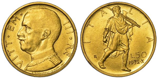 REGNO D'ITALIA. VITTORIO EMANUELE III DI SAVOIA, 1900-1946. 50 Lire 1932/A. X. Littore.