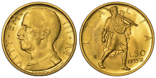 REGNO D'ITALIA. VITTORIO EMANUELE III DI SAVOIA, 1900-1946. 50 Lire 1933/A. XI.