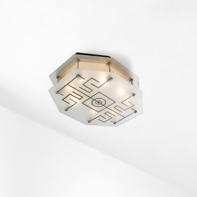 Lampada a plafone con diffusori in cristallo sabbiato
