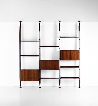 Libreria mod. LB7, struttura in legno e alluminio pressofuso laccato