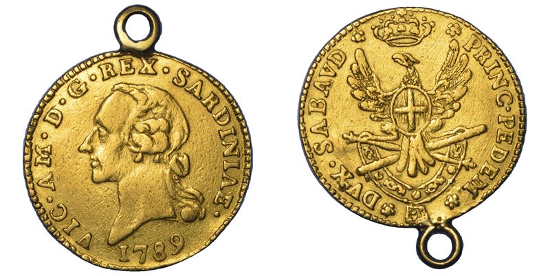 Vittorio Amedeo III di Savoia, Mezza doppia nuova di Sardegna, 1789 (Torino)