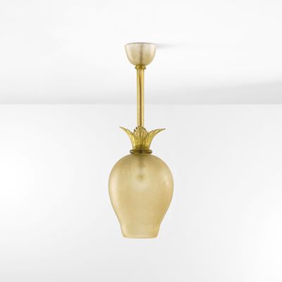 Lampada a sospensione in vetro di Murano acidato