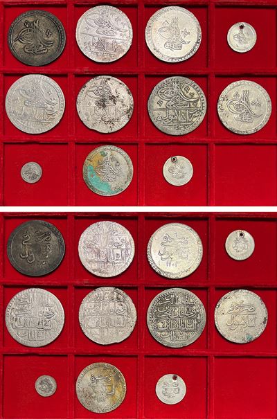Selim III, Monetazione ottomana (1789–1807) – lotto di undici monete in argento