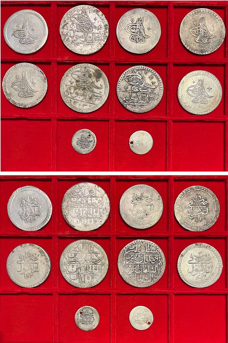 Selim III (Impero Ottomano), lotto di dieci monete in argento (1789-1807)