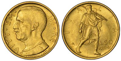Vittorio Emanuele III di Savoia, 50 lire 1931 A IX — Littore (Italia, Regno d’Italia)