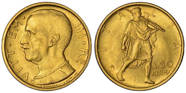 REGNO D'ITALIA. VITTORIO EMANUELE III DI SAVOIA, 1900-1946. 50 lire 1931/A. IX. Littore.