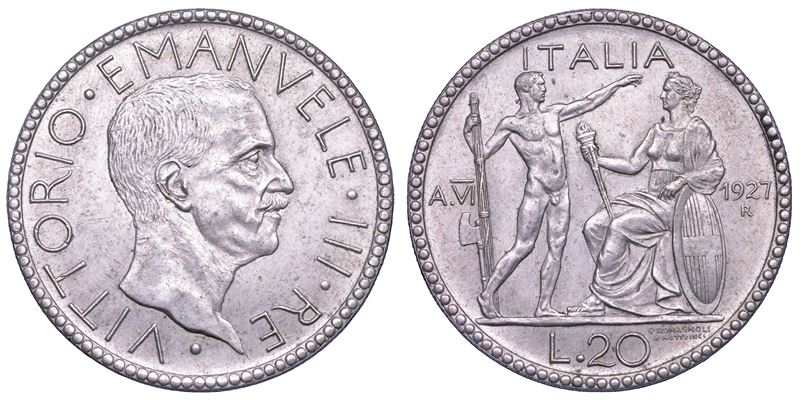 REGNO D'ITALIA. VITTORIO EMANUELE III DI SAVOIA, 1900-1946. 20 Lire 1927/A. VI.  - Asta Numismatica - Cambi Casa d'Aste