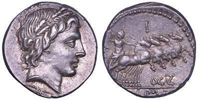 Ogulnius, Gargilius e Vergilius, Denario romano (86 a.C.)