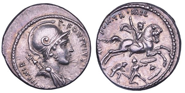 FONTEIA. P. Fonteius P. f. Capito, 55 a.C. Denario.