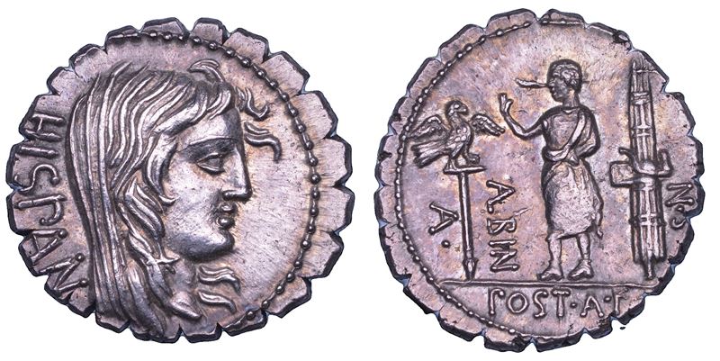 POSTUMIA. A. Postumius A.f. Sp.n. Albinus, 81 a.C. Denario serrato.  - Auction Numismatics - Cambi Casa d'Aste